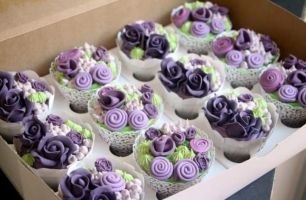 Purple flower cupcakes in Bryanston