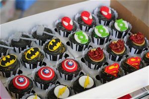 Superhero cupcakes, pick your favorite superhero and eat the delicious cupcake. This image was taken in Johannesburg, South Africa